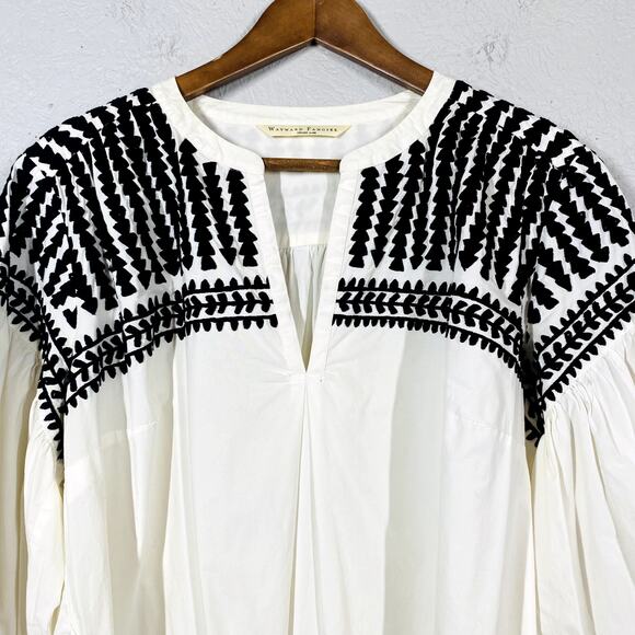 Wayward Fancies Eshakti Shift Dress Embroidered A Line White Black - 2XL - Picture 3 of 4